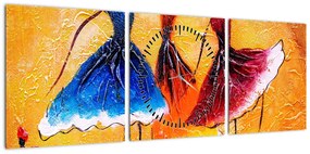 Obraz - Obraz olejny, baletki (z zegarem) (90x30 cm)