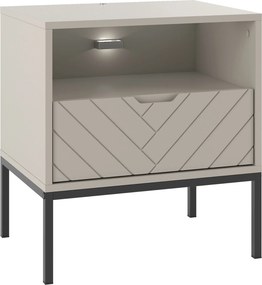 Szafka nocna w jodełkę z oświetleniem Aspen 04 cashmere/czarny