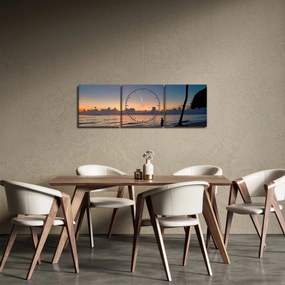 Obraz kobiety na plaży (z zegarem) (90x30 cm)