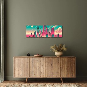 Obraz – Metropolia w stylu pop-art (z zegarem) (90x30 cm)