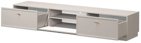 Szafka RTV Lorini 200 cm z szufladami - kaszmir / złote uchwyty