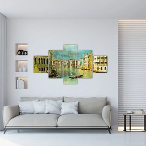 Obraz - Kanał wenecki i gondole (125x70 cm)