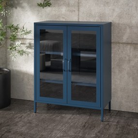 Niska witryna z metalu Modern Gina granatowa