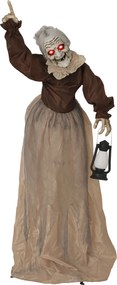 Outsunny 150 cm Dekoracja Halloween Wiedźma z diodami LED, funkcją dźwiękową i regulowanymi ramionami, głową