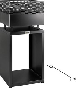 Outsunny Palenisko 39 x 39 x 87 cm z miejscem na drewno, kratką na węgiel i regulowanymi nóżkami, czarne | Aosom PL