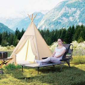 Outsunny Leżak ogrodowy Relax, składany, odporny na warunki atmosferyczne, 194 cm x 72 cm x 31 cm, Czarny + Szary