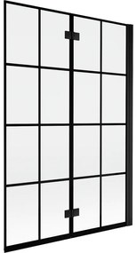 Mexen Mist parawan nawannowy 2-skrzydłowy prawy 120 x 150 cm, czarna kratka, czarny - 8A9-120-002-70-77-P