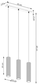 Lampa wisząca KARBON 3L biała ryflowana SOLLUX  LIGHTING