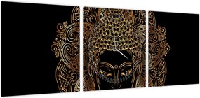 Obraz złotego Buddy (z zegarem) (90x30 cm)