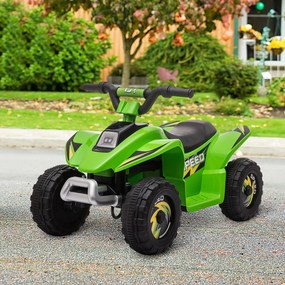 HOMCOM Quad elektryczny 6V dla dzieci z funkcją przód/tył dla dzieci 1,5-3 lat do 20  kg zielony | Aosom PL