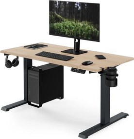 Biurko elektryczne z regulacją wysokości ergonomiczne antracytowe/dąb sonoma,1200x600 mm: ARIA