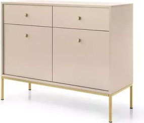 Komoda Gerra 2 – nowoczesna elegancka komoda w kolorze beżowym lub granatowym z 2 drzwiami i 2 szufladami na metalowych nogach