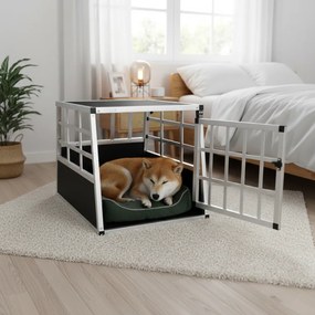 Transporter dla psa BRUNO, 70x54x51cm, srebrna/czarna Cadoca