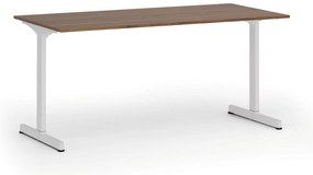 Biurko PRIMO BETA, 160x80 cm, biała podstawa, orzech