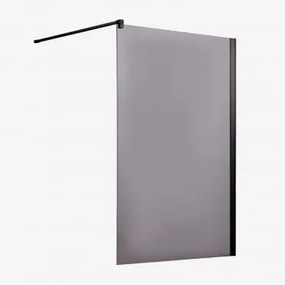 Stała Ścianka Prysznicowa Z Hartowanego Szkła 8 Mm I Aluminium Bristol Czarny Matowy & Dym & 120 X 195 Cm - Sklum