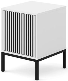 Biała szafka pod biurko z lamelami w stylu glamour B0-N75