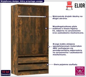 Wysoka szafa bez drzwiczek przydymiony dąb - Uxaro 3X