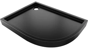 Mexen Flow+ brodzik półokrągły asymetryczny lewy 90 x 80 cm, czarny mat - 46Q708090LH