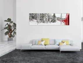 Obraz - Pociąg w zaśnieżonym krajobrazie (170x50 cm)