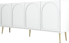 Komoda – 180 x 80 x 35 cm – Biało-złota – Płyta wiórowa