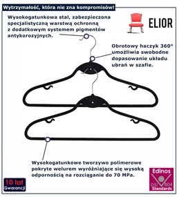 Czarny komplet wieszaków welurowych 20 sztuk  H6-F06