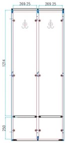 Drewniana szafa ubraniowa S4 z ławką, 4-drzwiowa, 1871 x 1200 x 500/800 mm, demontaż, zamek obrotowy, szary/brzoza