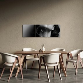 Obraz - Portret kobiety z czerwoną szminką (z zegarem) (90x30 cm)