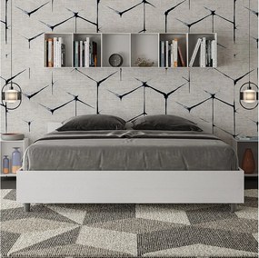 Łóżko wyposażone w stelaż z listwami z pojemnikiem 160x190 Frassino biała Nuamo