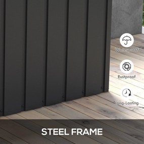 Outsunny Skrzynia Ogrodowa 450L na Poduszki Stalowa z Kółkami i Siłownikami Gazowymi Ciemnoszara Odporna na Warunki Atmosferyczne do Balkonu Ogrodu | Aosom PL