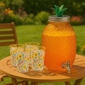 4-częściowy zestaw szklanek Flowers & Fruits 510 ml, żółty