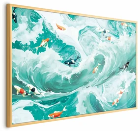 Plakat Ryby i fale 30x21 cm z ramą złotą bez marginesu ARTGEIST B