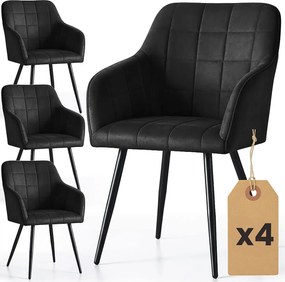 Zestaw 4 czarnych krzeseł welurowych K2-M38