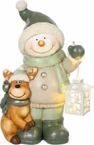 HOMCOM Figurka bałwana 43 cm z MGO z lampionem LED i timerem, do wejścia i przy drzwiach | Aosom PL
