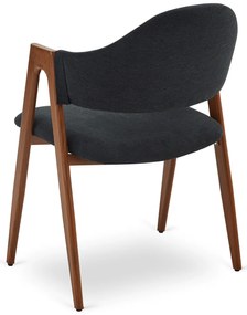 Krzesło Tapicerowane do Salonu RUIZ Czarne/Orzech Nowoczesne Loft