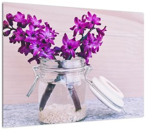 Obraz na szkle - fioletowe kwiaty (70x50 cm)