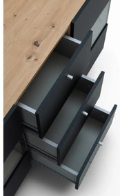 Komoda z szufladami Baros 26 - 132 cm - dąb artisan / czarny mat