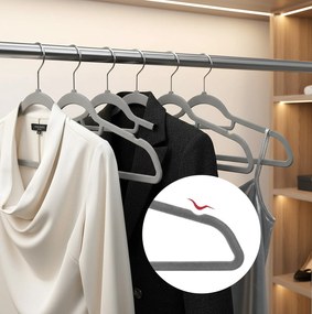 Zestaw wieszaków welurowych MAGIC VELVET 20 szt. szare