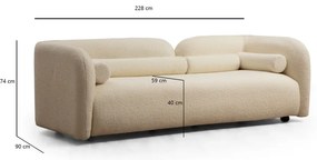 Kremowa sofa 228 cm Victoria – Artie