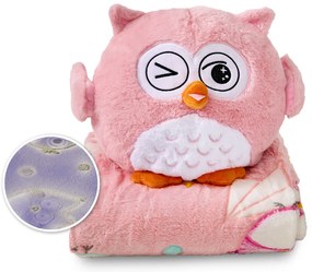 WARM HUG KOC I PODUSZKA DLA DZIECI SOWA PSOTNA  różowy