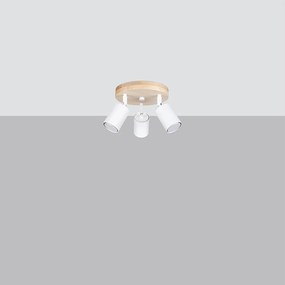 Plafony skandynawski Flare, stal/drewno - 3 źródło światła 4000K - L.33 x H.17 cm - biały/drewno