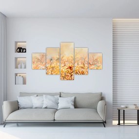 Obraz - Liście w jesiennych kolorach, obraz olejny (125x70 cm)