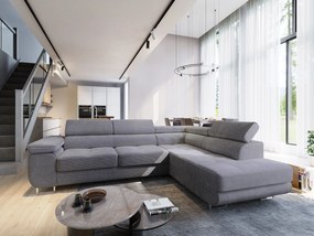 Masseno Narożnik APIRO z funkcją spania i pojemnikiem na pościel Narozniki L, Rozkładana sofa - Szary, POSO 60