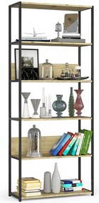 Otwarty regał z 6 półkami czarny + dąb artisan T8-P05