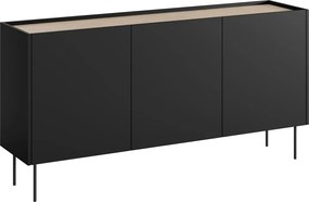 Komoda Desin 170 cm trzydrzwiowa - czarny mat / dąb nagano