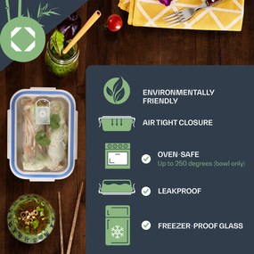 Klarstein Zestaw prostokątnych pojemników szklanych