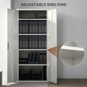 Szafka na dokumenty HOMCOM, biurowa, 5 półek, metal, 80 szer. x 40 gł. x 180 wys. cm, Biała