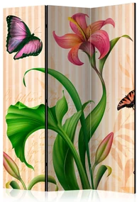 Parawan dwustronny Kwiaty 135x172 cm 3-częściowy beżowy ARTGEIST B