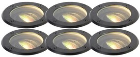 Zewnetrzna Zestaw 6 inteligentnych lamp ogrodowych do wkopania czarnych regulowanych IP65 z LED - Delux Nowoczesny Oswietlenie zewnetrzne