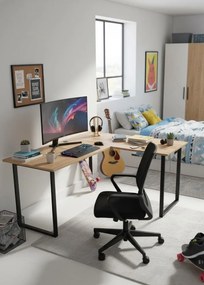 Loftowe biurko w kształcie litery L 90x180x60 dąb craft złoty P4-C70