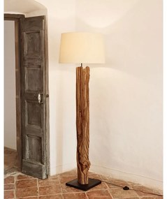 Biało-brązowa lampa stojąca z tekstylnym kloszem (wysokość 175 cm) Powell – Kave Home